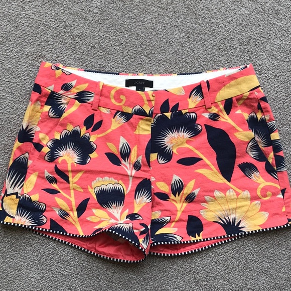 J. Crew Pants - J. CREW HIBISCUS FLORAL PRINT ORANGE SHORTS SIZE 2